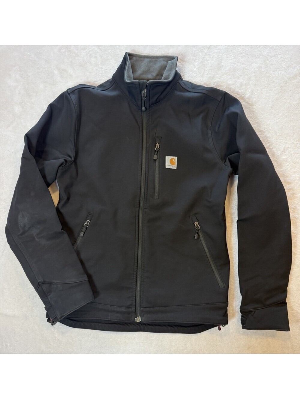 Carhartt Crowley Softshell Jacket Mens Sz Small Black Rain Defender *flaw*